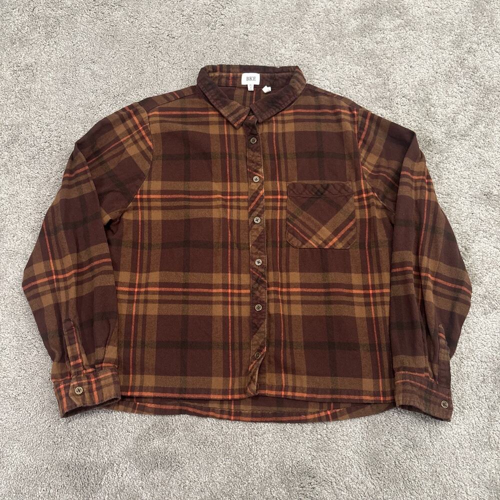 The Buckle BKE Flannel Shirt Women’s Size XL Brown Plaid